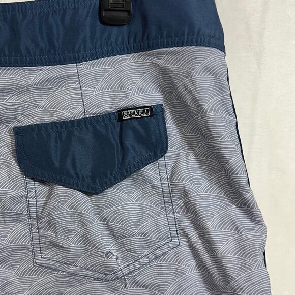 Ezekiel 36 Men's Swim Board Shorts Trunks Hook Loop Pocket Geometric Blue Beach - Picture 9 of 9